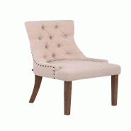 Décoshop26 - Chaise de salle à manger bureau ou coiffeuse capitonné en tissu crème FAL10059 - beige 3000350784046