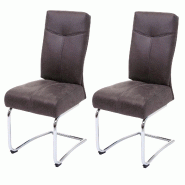 Décoshop26 - Lot de 2 chaises de salle à manger confortable et moderne en textile aspect daim gris 04_0000406 - gris 3000253538982