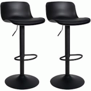 Décoshop26 - Lot de 2 tabourets de bar hauteur réglable et siège pivotant avec siège en plastique et PVC noir métal noir 10_0004016 - noir 300025 Décoshop26 - Lot de 2 tabourets de bar hauteur réglable et siège pivotant avec siège en plastique et PVC noir métal noir 10_0004016 - noir 300025