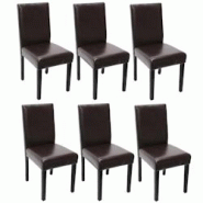 Décoshop26 - Lot de 6 chaises de salle à manger synthétique marron pieds foncés CDS04239 - marron 3000073687150 Décoshop26 - Lot de 6 chaises de salle à manger synthétique marron pieds foncés CDS04239 - marron 3000073687150