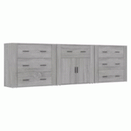 Helloshop26 - Buffet bahut commode armoire meuble de rangement organisateur cuisine salle de séjour salons 3 pcs sonoma bois 02_0037187 - 30002132588_0