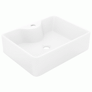 Helloshop26 - Vasque carré à trou pour robinet céramique 48 x 37 cm pour salle de bain blanc 02_0002511 - 3000100081531