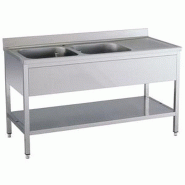 KBS Gastrotechnik KBS Evier 1600x600x850 mm avec rebord 2 bacs à gauche avec fond de base - Acier inoxydable 18/10 91612103
