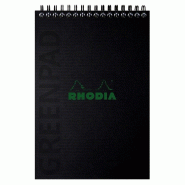 RHODIA Lot de 5 Greenpad A5, 160p./80 feuilles microperforées 90 g/m² reliure intégrale, couv. Carte souple recyclée, quadrillé 5x5 - 3037921199282