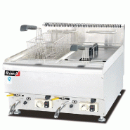 Romux® Friteuse À Gaz Butane Professionnelle 14+14 Litres Double de Table avec Minisit | Friteuse en Acier Inox avec Robinet de Vidange 12000 W - 84