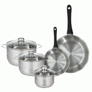 Set de 2 poêles 20 et 28 cm en inox et 3 faitouts inox 16, 20 et 24 cm Fackelmann Geneva - gris inox 3176239935462