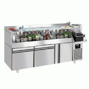 Table réfrigérante bar/boissons 2 tiroirs 1 porte - 1,6 x 0,6 m - 235 litres