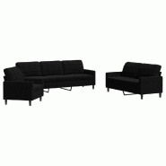 VidaXL Ensemble de canapés 3 pcs avec coussins Noir Velours Modèle Hylia - 3278436