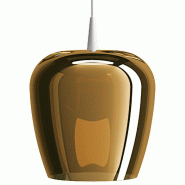 Zafferano Suspension Bilia 230V nue avec diffuseur en verre borosilicaté soufflé à la bouche, finition Blanc et Bronze, LED 8W 3000K - multicolore