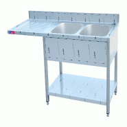 Gasfrit - Evier industriel inox 2 bacs, 1 égouttoir et trou lave-vaisselle 1800 x 700 x 850 + 100 mm - inox gf1125