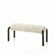 AQA Design Banc PIXEL en tissu blanc L.105 P.40 H.49 MP03134 - blanc métal MP03134