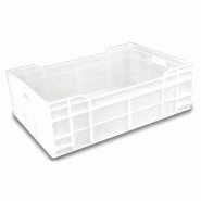 Bac gerbable 600 x 400 avec poignées - Fond plein ou ajouré - PEHD - Norme Europe - Blanc ou gris_0