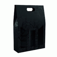 Boîte 3 bouteilles feuillage noir 27x9x40cm - par 10