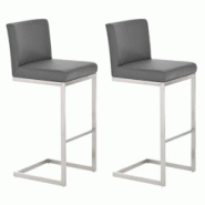 Décoshop26 - Lot de 2 tabourets de bar design moderne support en acier inoxydable assise en PVC gris 10_0004387 - gris 3000252077314 Décoshop26 - Lot de 2 tabourets de bar design moderne support en acier inoxydable assise en PVC gris 10_0004387 - gris 3000252077314