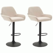 Décoshop26 - Lot de 2 tabourets de bar moderne et confortable en tissu crème pieds trompette en métal noir TDB10226 - noir 3000891469600 Décoshop26 - Lot de 2 tabourets de bar moderne et confortable en tissu crème pieds trompette en métal noir TDB10226 - noir 3000891469600