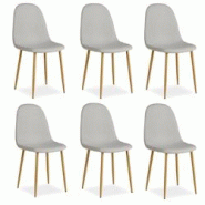 Décoshop26 - Lot de 6 chaises de salle à manger cuisine confortable et moderne en tissu gris pieds métal aspect bois CDS06304 - gris 3000429969602 Décoshop26 - Lot de 6 chaises de salle à manger cuisine confortable et moderne en tissu gris pieds métal aspect bois CDS06304 - gris 3000429969602