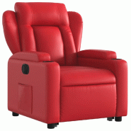 Fauteuil inclinable électrique rouge similicuir Modèle Mervelia - 8721012170513