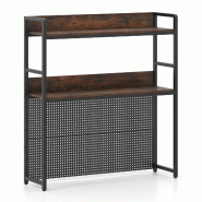 Helloshop26 - Étagère de bureau à 2 niveaux 94 x 27 x 103 cm rangement personnalisé durable style industriel en bois brun rustique 20_0014756 - 30