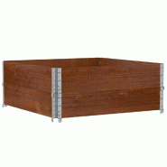 Helloshop26 - Jardinière bac lit surélevé plantes fleurs terrasse jardin 100 x 100 cm bois massif de pin marron 02_0037243 - marron métal 30002178