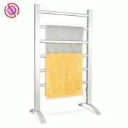 Helloshop26 - Sèche serviettes radiateur électrique 53 x 86 cm chauffage rapide et constant moderne décoratif en aluminium argenté 20_0013337 - ar