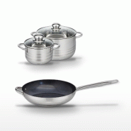 Lot Poêle 32cm & 2 Faitouts 16/20cm Elo Profi Therm Platinum - gris inox 3176239989502