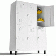 TwinThink Vestiaire metallique à 6 portes Casier 180x97x40cm pour votre atelier ou votre bureau Casier metallique serrure (Blanc) - blanc métal 8437