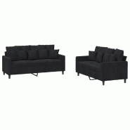 VidaXL Ensemble de canapés 2 pcs avec coussins Noir Velours Modèle AbriFusion 95 - 3201705