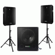 BM SONIC pack sono enceinte 1400w + caisson de basses + pieds + cables hp et pc offerts - pa dj sono mix - soirée disco mobile - 0650414400448