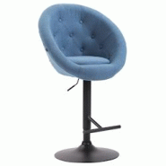 Décoshop26 - Tabouret de bar design moderne forme œuf capitonné avec repose-pieds en métal noir tissu bleu TDB10321 - bleu 3000508969608 Décoshop26 - Tabouret de bar design moderne forme œuf capitonné avec repose-pieds en métal noir tissu bleu TDB10321 - bleu 3000508969608