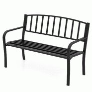 Helloshop26 - Banc de jardin 127 x 59 x 85,5 cm pour 2-3 personnes avec dossier incurvé et confort optimal en métal noir 20_0010578 - noir métal 30