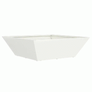 Helloshop26 - Cache-pot de jardin trapézoïdal moderne extérieur polyvalent 50 x 50 x 15 cm en acier laminé à froid blanc 02_0052384 - blanc méta