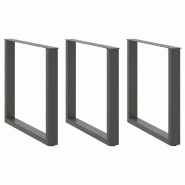 Helloshop26 - Lot de 3 pieds de table à manger en U pratiques réglables 80 x 73 cm style moderne en acier anthracite 02_0057446 - acier 3000240043079