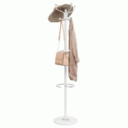 Helloshop26 - Porte-manteau sur pied avec porte-parapluie couloir 180 x 37 x 37 cm en fer blanc 02_0047600 - blanc 3000234864758
