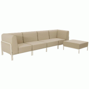 Oviala Business Salon de jardin bas modulable uni 5 places beige Oviala 288 x 80 x 78 cm - beige polyester 115927