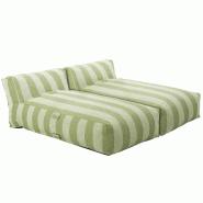 Oviala Business Salon de jardin modulable avec 2 méridiennes rayées vert cactus - vert polyester 115633