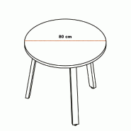 Table ronde pieds en bois Ogi - MDD. - 80, Gris