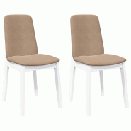 VidaXL Chaises à manger coussins 2 pcs blanc bois massif caoutchouc Modèle Vega Master Minimal - 4102447