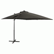 VidaXL Parasol de jardin en porte-à-faux avec mât et lumières LED Modèle Titan Riviera Élite - noir 312322