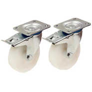 2 - 80mm 3" inch nylon castors - heavy duty swivel braked castor set 120kg each 2 - 80mm 3" inch nylon castors - heavy duty swivel braked castor set 120kg each