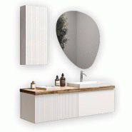 AQA Design Composition de salle de bain en MDF 6 pièces VENERE blanc mat. L.140 P.45 H.190 MPVE57-O1 - blanc Bois manufacturé MPVE57-O1