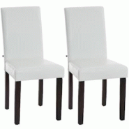 CLP Lot de 2 Chaises de salle à manger Ina similicuir avec pieds en Bois Blanc /Marron foncé - blanc polyester 181062902 CLP Lot de 2 Chaises de salle à manger Ina similicuir avec pieds en Bois Blanc /Marron foncé - blanc polyester 181062902