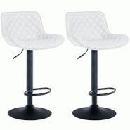 CLP Lot de 2 Tabourets de bar Minosa réglables et pivotants Blanc /Similicuir - blanc polyester 322845 CLP Lot de 2 Tabourets de bar Minosa réglables et pivotants Blanc /Similicuir - blanc polyester 322845