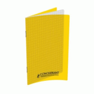 CONQUERANT Lot de 10 Carnet Classique PP piqué 11x17 96p./48 feuilles 90g/m², quadrillé 5x5, jaune - 3020120031996