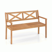 COSTWAY Banc de jardin en bois avec accoudoirs, banquette 2 places pour jardin, balcon, terrasse, 119x56x80 cm - marron Bois massif VH36355