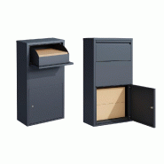 COULEURS DU MONDE Boîte aux lettres murale coloris gris – Double ouverture, acier galvanisé - gris acier 3700263329517