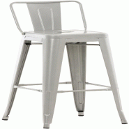 Décoshop26 - Tabouret de bar x1 design industriel avec dossier et repose-pieds en métal argenté 10_0000662 - argenté 3000750869602