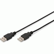 DIGITUS Câble de connexion USB-A, 5m, USB-A - USB-A, 5 m, noir - noir AK-300101-050-S