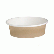 ECOLOMIQUE - 50 Pcs - Pot "Deli" rond en carton décor brun - 360 ml, Ø11,4 cm, Hauteur: 5,4 cm - marron en carton ECO210DELIPOC12