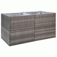 Helloshop26 - Jardinière bac lit surélevé plantes fleurs terrasse jardin 157 x 80 x 80 cm Résine tressée gris 02_0037452 - gris acier 3000217776306