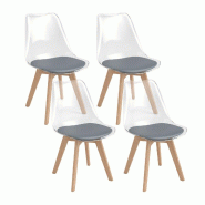 Helloshop26 - Lot de 4 chaises de salle à manger 47 x 52 x 81 cm confort optimisé style moderne ambiante transparente en bois hêtre 20_0017026 - Bo